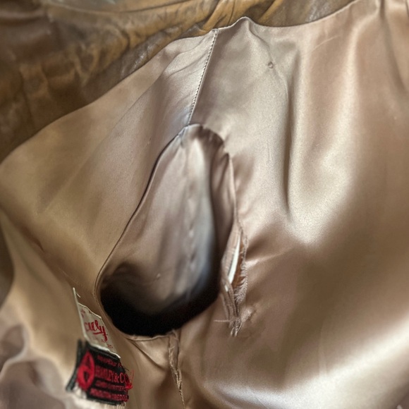 Vintage Leather Coat, Tan Mid Length Button Front, Womens Sz M - Picture 9 of 12